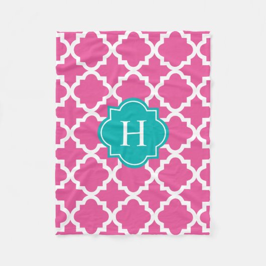 Monogramme turquoise et rose | Couverture polaire (Devant)