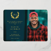 Monogramme turquoise + Faire-part de graduation La (Recto)