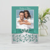 Monogramme Turquoise, Faire-part de mariage floral (Debout devant)