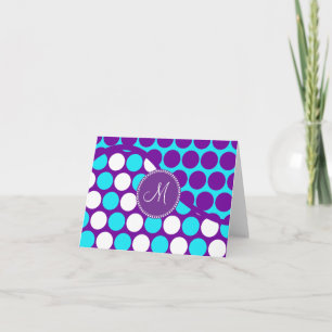 Monogramme Turquoise initial Pois pourpres personn