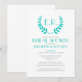 Monogramme Turquoise Invitations de douche nuptial (Devant / Derrière)