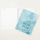 Monogramme Turquoise marbre bleu Mandala 2023 2024 (Devant avec enveloppe)