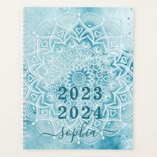 Monogramme Turquoise marbre bleu Mandala 2023 2024