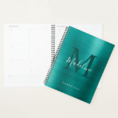 Monogramme Turquoise métallique simple brossé mode (Devant avec enveloppe)