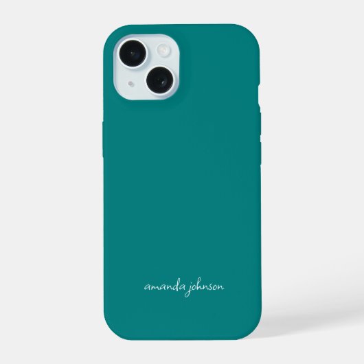 Monogramme Turquoise moderne Nom cursif (Verso)