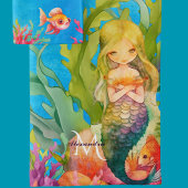Monogramme turquoise Nom Mermaid Ensemble de servi