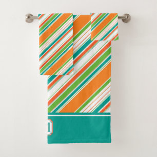 Monogramme turquoise orange de rayure