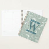 Monogramme turquoise vert Feuille (Devant avec enveloppe)