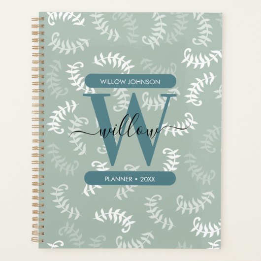 Monogramme turquoise vert Feuille (Devant)
