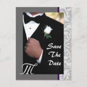 Monogramme Tuxedo Groom Enregistrer La Date Carte (Devant)