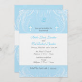 Monogramme Twin Boys Baptism Invitation (Devant / Derrière)