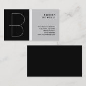 Monogramme unique tendance Carte de visite gris no (Devant / Derrière)