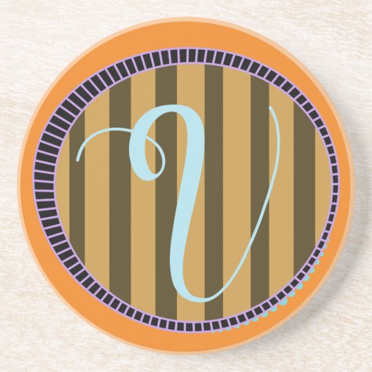 Monogramme V Dessous de verre de grès (Devant)