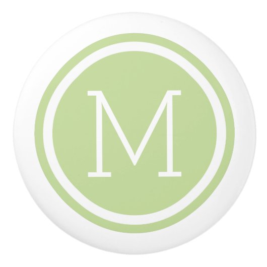 Monogramme vert à la menthe - Bouton de tiroir per (Devant)