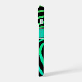 Monogramme vert aqua, rayures zébrées noires (Côté gauche)