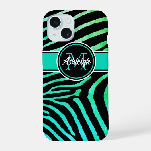 Monogramme vert aqua, rayures zébrées noires (Verso)