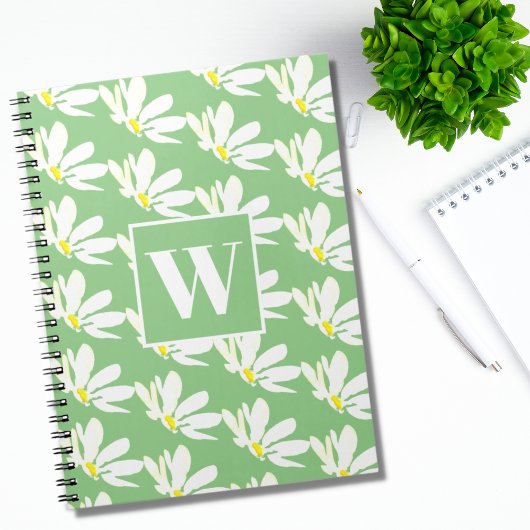 Monogramme vert Carnet photo de la marguerite flor