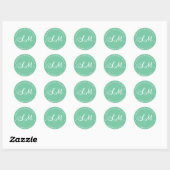 Monogramme vert clair Favour Sticker (Feuille)