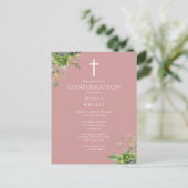 Monogramme vert Confirmation rose Invitation (Debout devant)