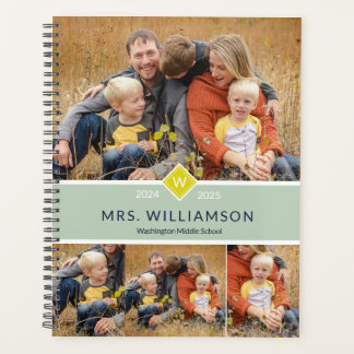 Monogramme Vert Cute Et Photo Professeur Planifica