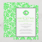 Monogramme vert de chaux Invitations de la Fête de (Devant / Derrière)