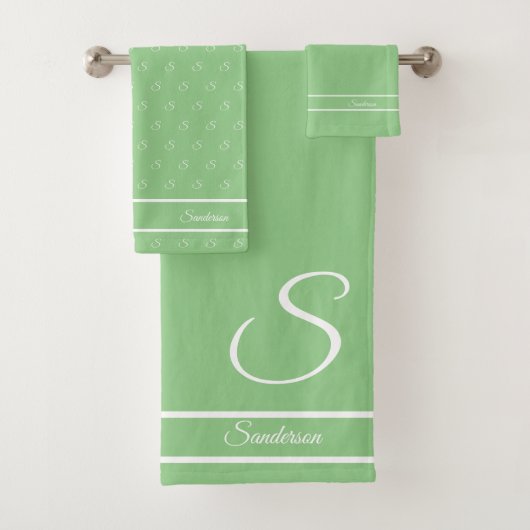 Monogramme vert et blanc à la menthe moderne (En situation)