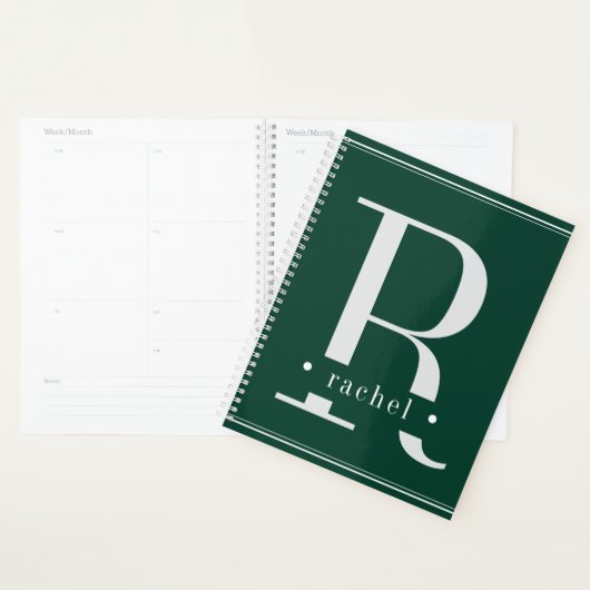 Monogramme vert et blanc minimal (Devant avec enveloppe)