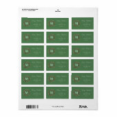 Monogramme vert et couronne Joyeux Étiquette de No (Feuille entière)