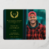 Monogramme vert + Faire-part de graduation de laur (Recto)