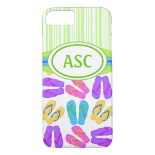 Monogramme vert Flip Flops iPhone 7 Coque