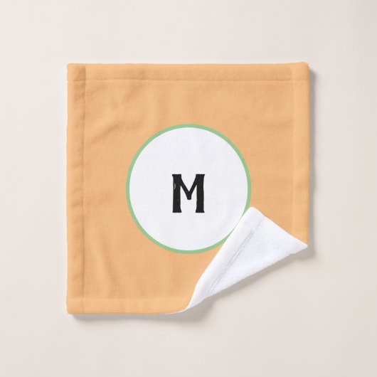 Monogramme vert géométrique orange (Gant de toilette)