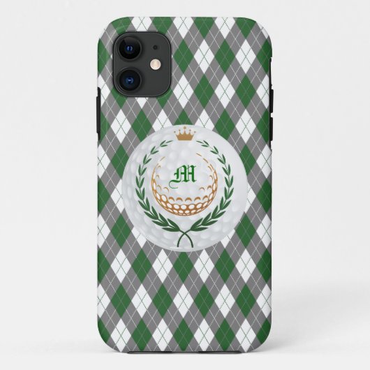 Monogramme vert, Jacquard gris iPhone 5 Coque (Dos)
