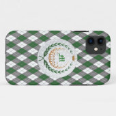 Monogramme vert, Jacquard gris iPhone 5 Coque (Dos (Horizontal))