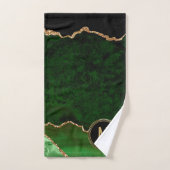 Monogramme Vert Marbre noir Agate Parties scintill (Serviette à main)