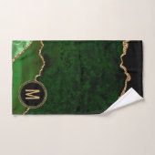 Monogramme Vert Marbre noir Agate Parties scintill (Serviette à main)
