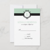 Monogramme vert menthe | Carte RSVP de mariage (Dos)