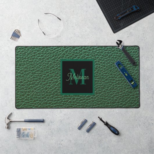Monogramme Vert Minimaliste Nom (Poste de travail)