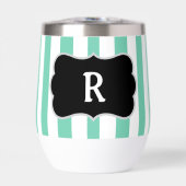 Monogramme vert mousse de mer et rayures de cabane (Avant)