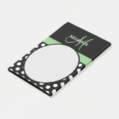 Monogramme vert noir blanc Polka Pot Notes post-it (Incliné)