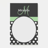 Monogramme vert noir blanc Polka Pot Notes post-it (Devant)