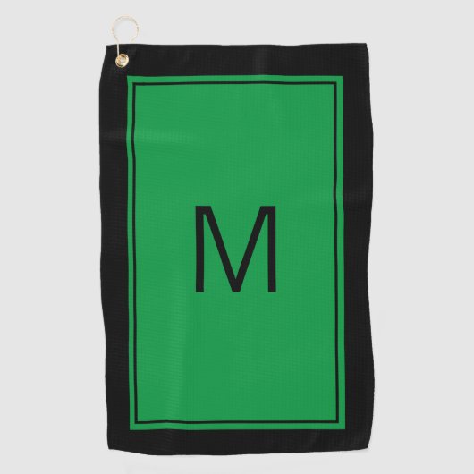 Monogramme vert noir moderne Première serviette de (Devant)
