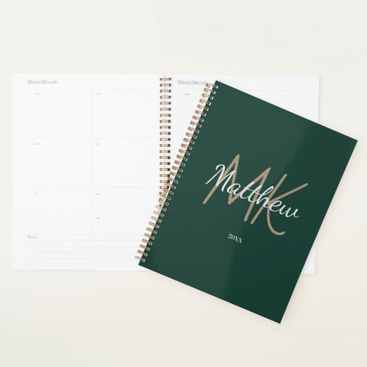 Monogramme vert personnalisé Nom initial Minimalis (Devant avec enveloppe)