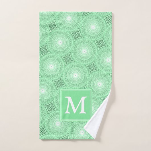 Monogramme vert ressort cercles motif (Serviette à main)