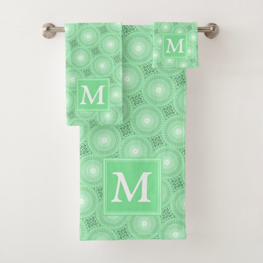 Monogramme vert ressort cercles motif (En situation)