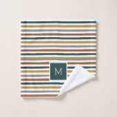 Monogramme vert, rouge, orange (Gant de toilette)