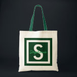 Monogramme vert Sac fourre-tout personnalisé<br><div class="desc">Monogramme vert personnalisé</div>