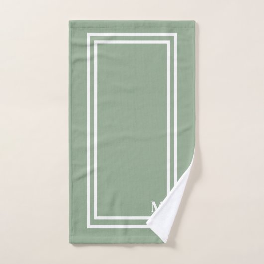 Monogramme vert Sage moderne (Serviette à main)