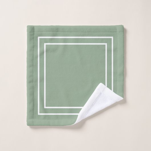 Monogramme vert Sage moderne (Gant de toilette)