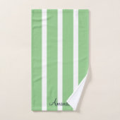 Monogrammé Vert Sauge Rayé Élégant (Serviette à main)