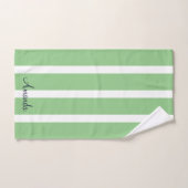 Monogrammé Vert Sauge Rayé Élégant (Serviette à main)